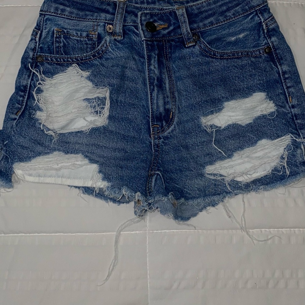 American Eagle Outfitters Blue Distressed Jean Shorts